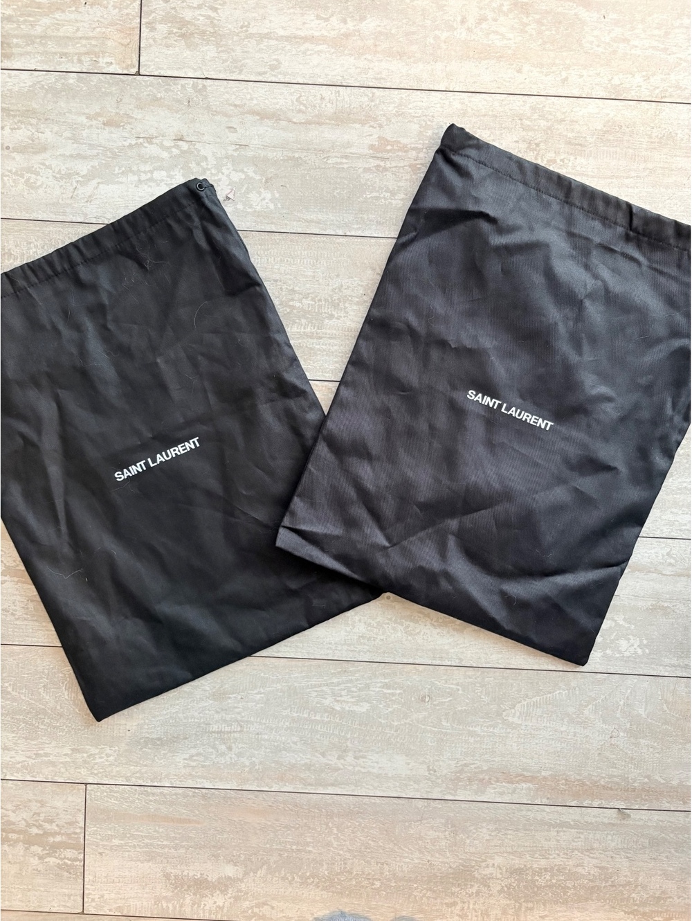 Saint Laurent Black Designer Dust Bags Set of 2 Drawstring Shoe Storage Bags